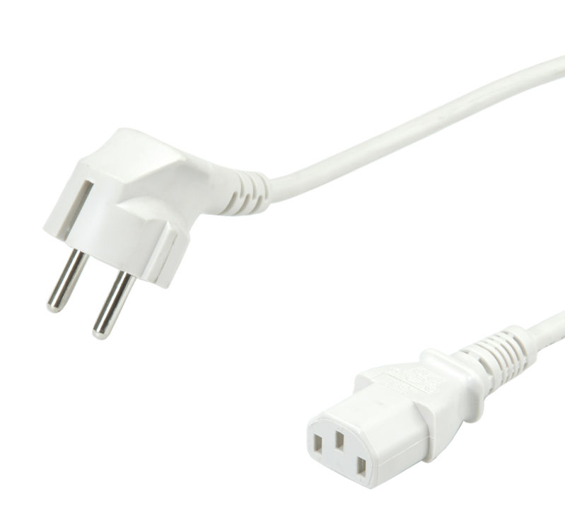 CABLE ALIMENTACION 1,8 M. SCHUKO ANGULADO -IEC320 C13, 10A BLANCO VALUE