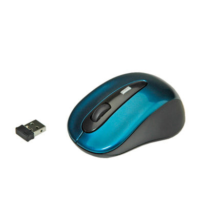 RATON USB OPTICO INALAMBRICO CON MICRO RECEPTOR , NEGRO/AZUL, ON/OFF OEM VALUE