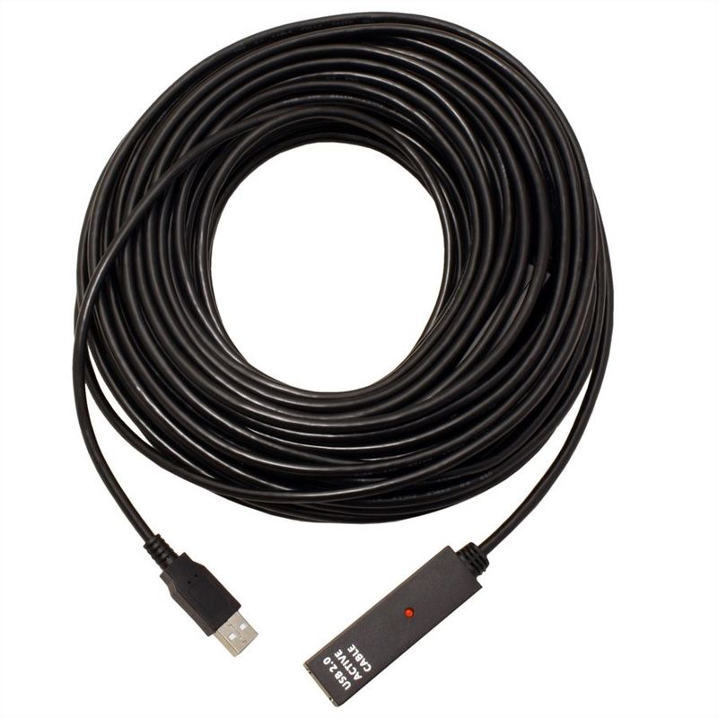 CABLE DE EXTENSION A M/A H USB 2.0 ACTIVO NEGRO 30 M VALUE