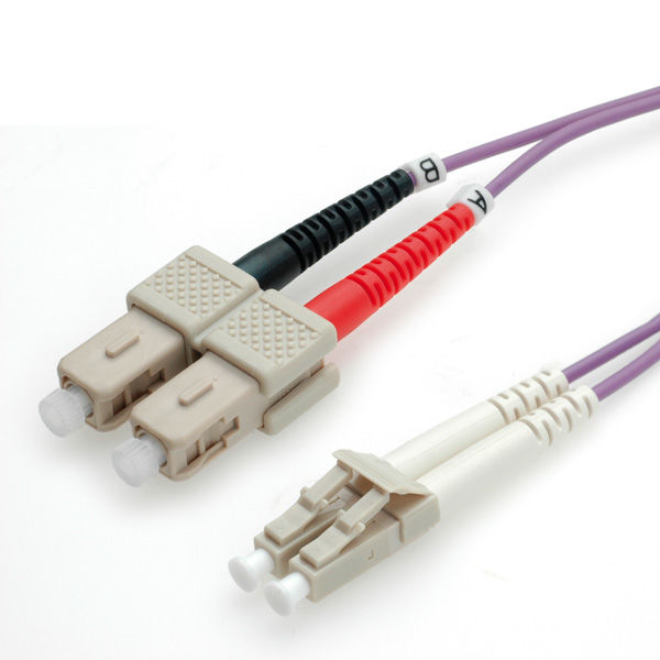 CABLE FIBRA OPTICA 0,5 M DUPLEX MULTIMODO  50/ 125 Micras, LC-SC, OM4, VIOLETA VALUE