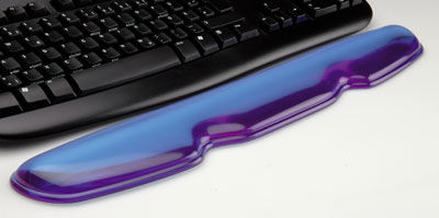 REPOSAMUÑECAS TECLADO ERGONOMICO DE GEL AZUL TRANSPARENTE