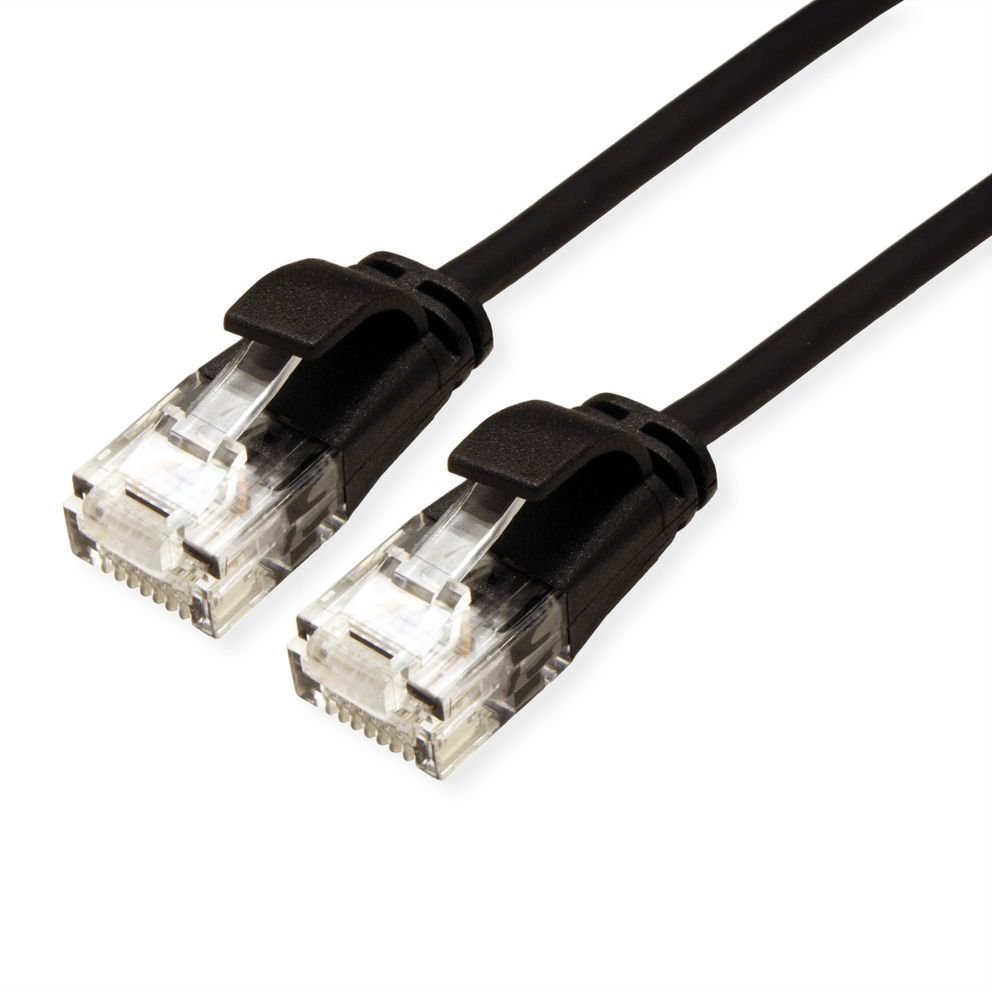 LATIGUILLO RJ45 0,3 M CAT.6A UTP DATA CENTER  LSOH SLIM COBRE NEGRO ROLINE