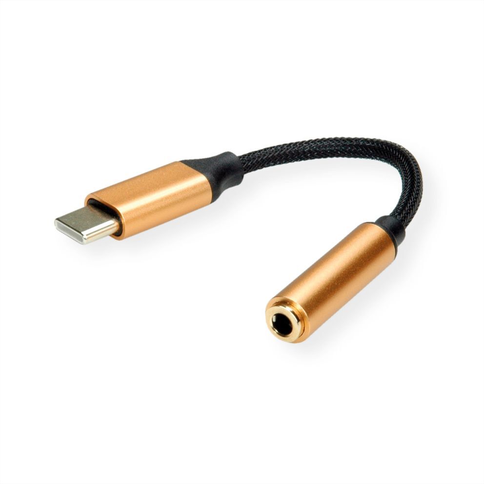 CONVERTIDOR TIPO C  - 3.5mm Audio GOLD 13 CM ROLINE