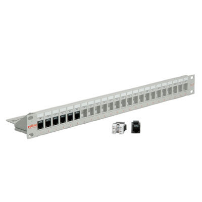 PATCHPANEL CAT.6 UTP 24 PUERTOS RJ45 1U 19 SIN CONECTORES GRIS ROLINE