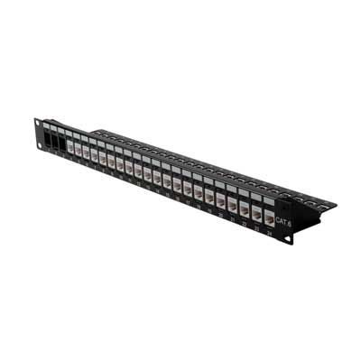 PATCHPANEL CAT.6 UTP 24 PUERTOS RJ45 1U 19 SIN CONECTORES NEGRO ROLINE