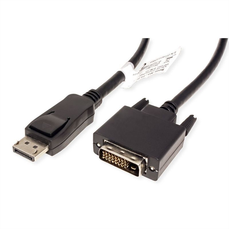 CABLE DISPLAYPORT 3 M , DP M - DVI (24+1) M, 1920 x 1080 / 1920 x 1200 @60Hz (2K, Full HD)NEGRO VALUE