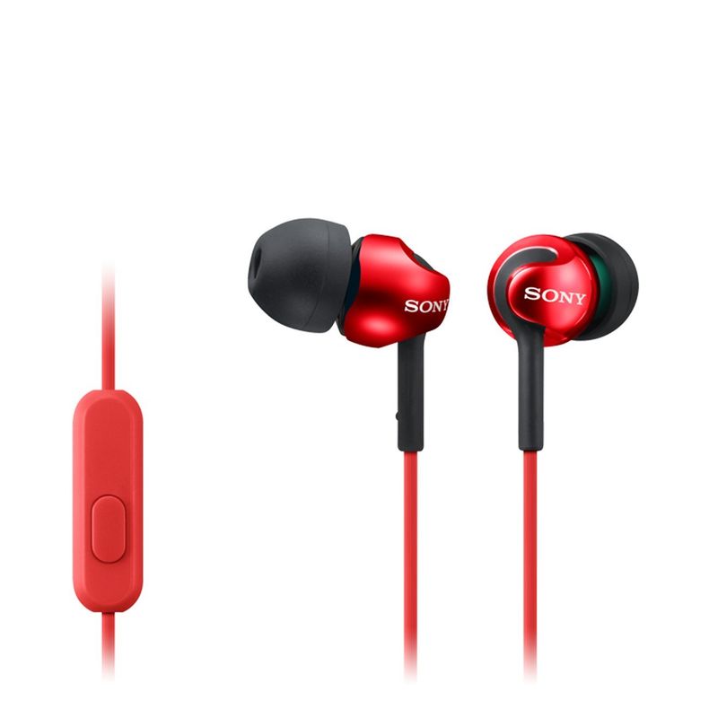 AURICULARES DE BOTON IN-EAR CON MICROFONO Y CONTROL REMOTO INTEGRADO ROJO SONY