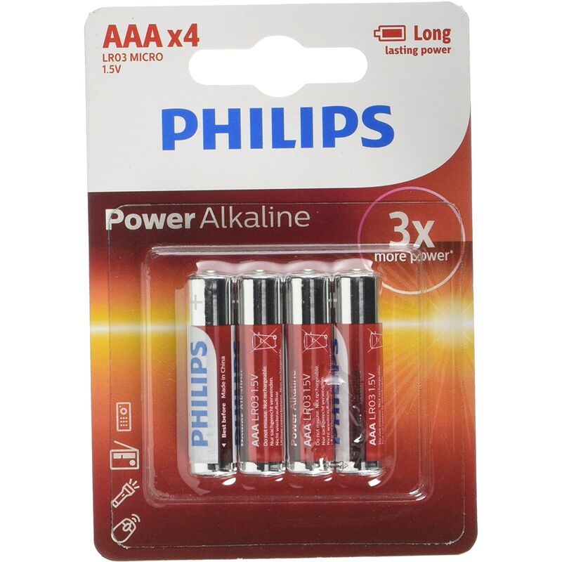 Philips Pilas Alcalinas Power  LR03 / AAA blister de 4 unidades