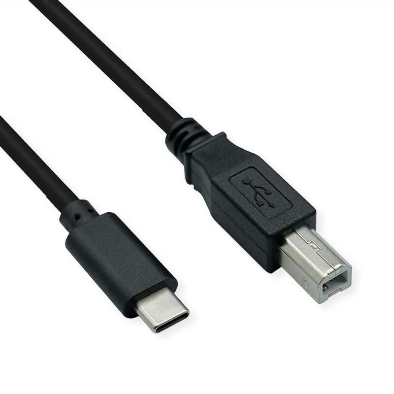 Cable USB 2.0 tipo C, C-B, M/M, negro, 1,8 m