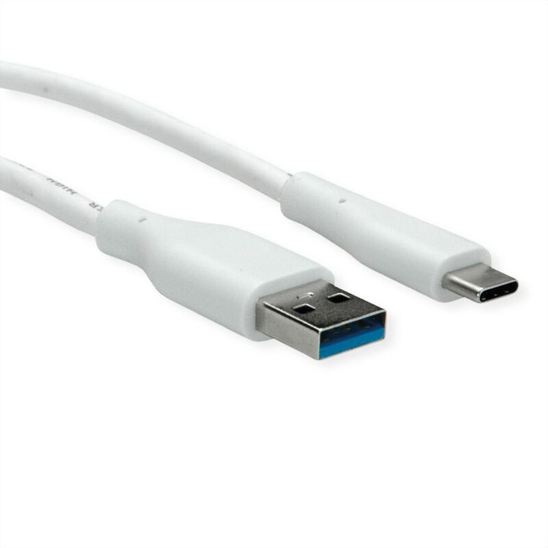 Cable USB 3.2 Gen 1,  A Macho- Tipo C, M/M, 3 m, Blanco, VALUE