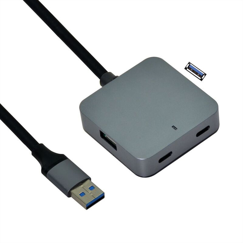 HUB USB 3.2 Gen1, 4 puertos (2x A + 2x C), con cable de extensión, negro, 5 m VALUE