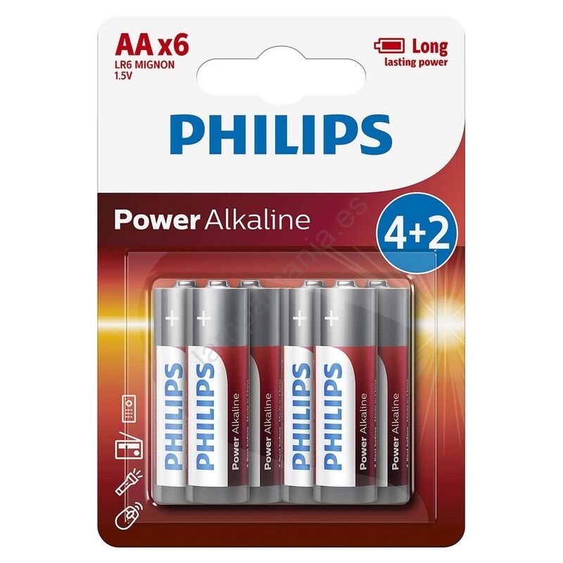 Philips Pilas Alcalinas  LR6 / AA Blister 4+2 unidades