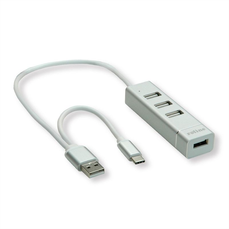 HUB USB 2.0, 4 PUERTOS TIPO A H , CONEXION TIPO A+C PARA ALIMENTACION Y DATOS ROLINE