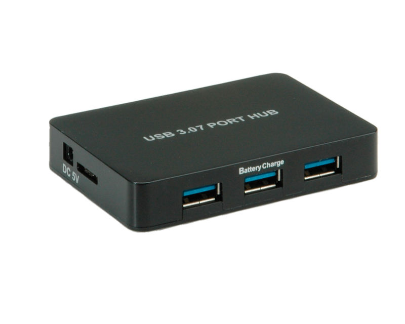 HUB USB 3.0 EXTERNO 7 PUERTOS CON ALIMENTACION NEGRO VALUE