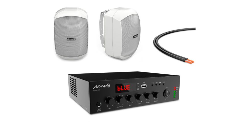Audibax Solución Basic 40 White -  Kit Instalación de Audio para locales de 40m²