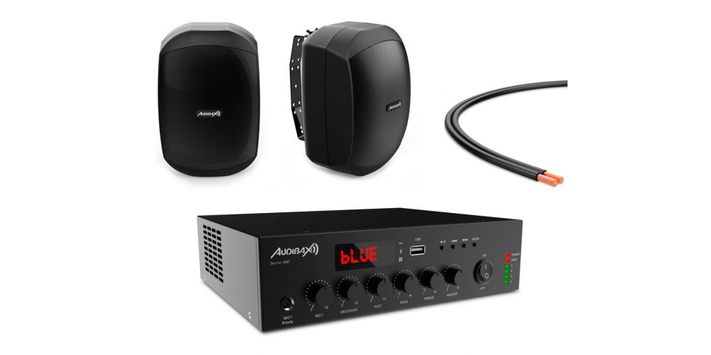 Audibax Solución Basic 40 Black -  Kit Instalación de Audio para locales de 40m²